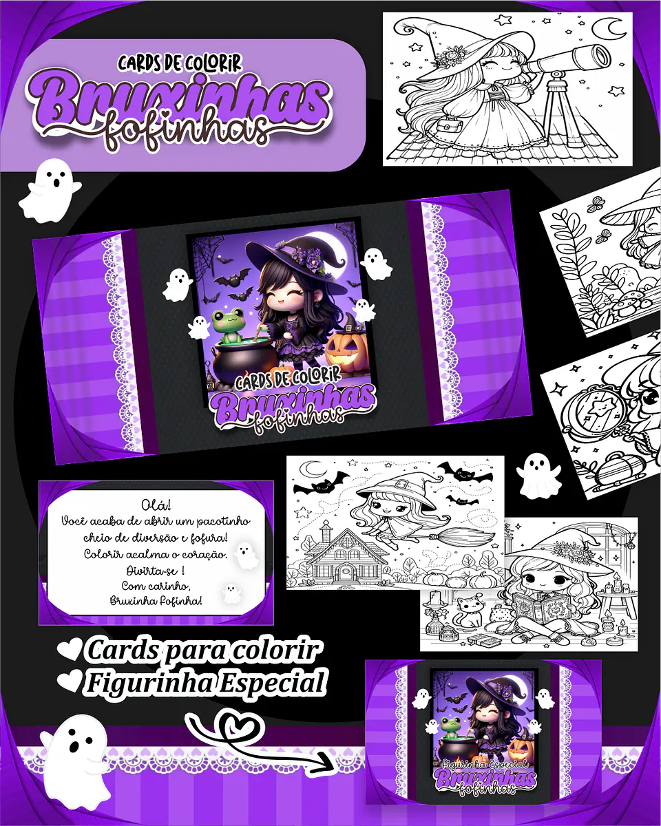 Arquivo Big Card de Colorir Bruxinhas fofinhas - PAMELLA 1