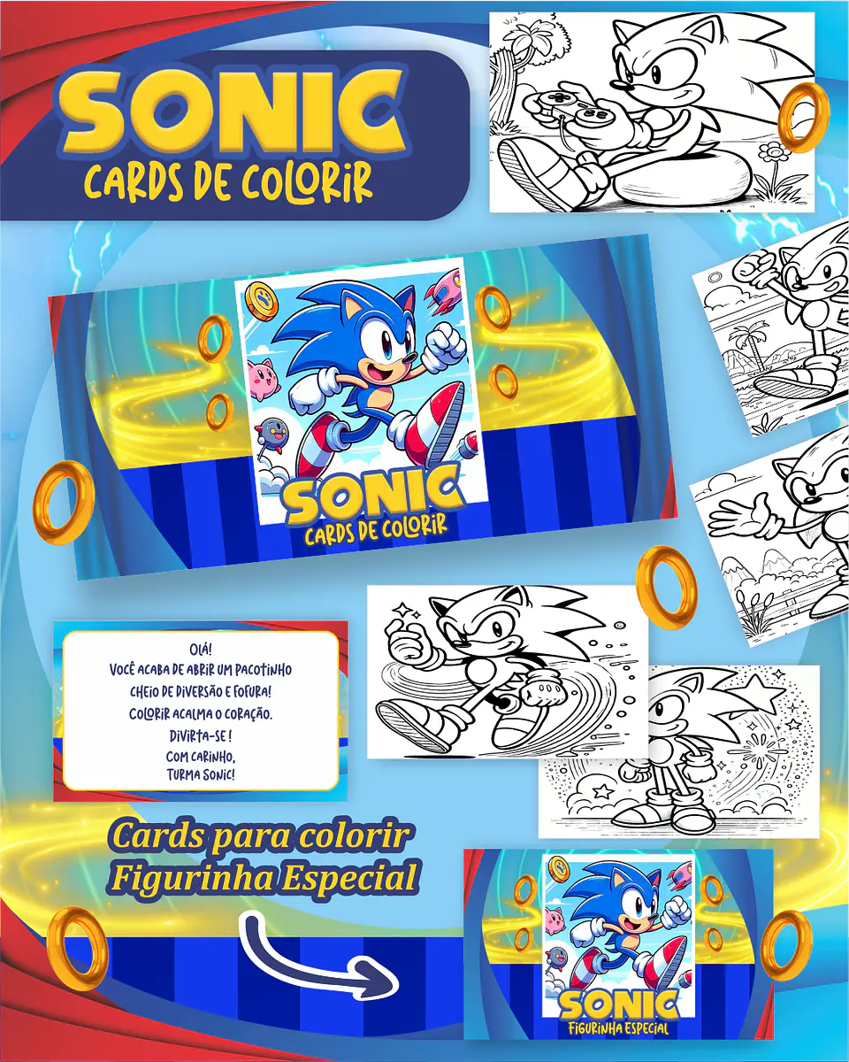 Arquivo Big Card de Colorir Sonic - PAMELLA 1