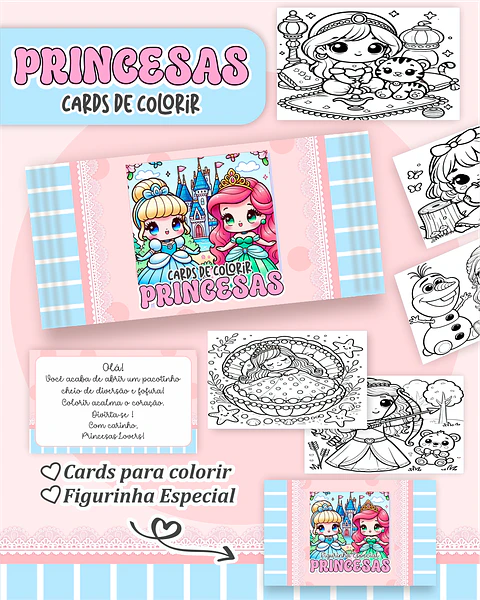 Arquivo Big Card de Colorir Princesas - PAMELLA