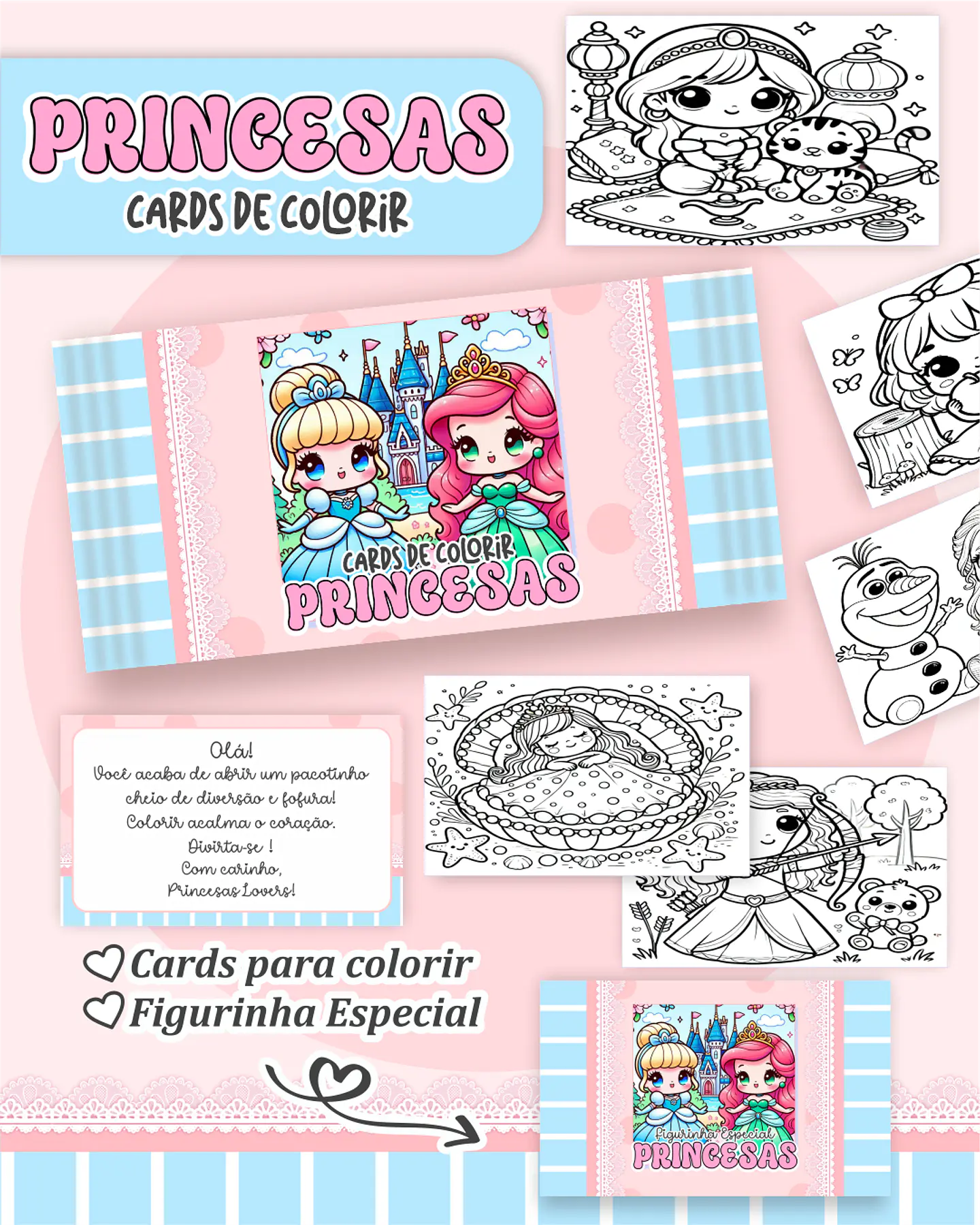 Arquivo Big Card de Colorir Princesas - PAMELLA 1