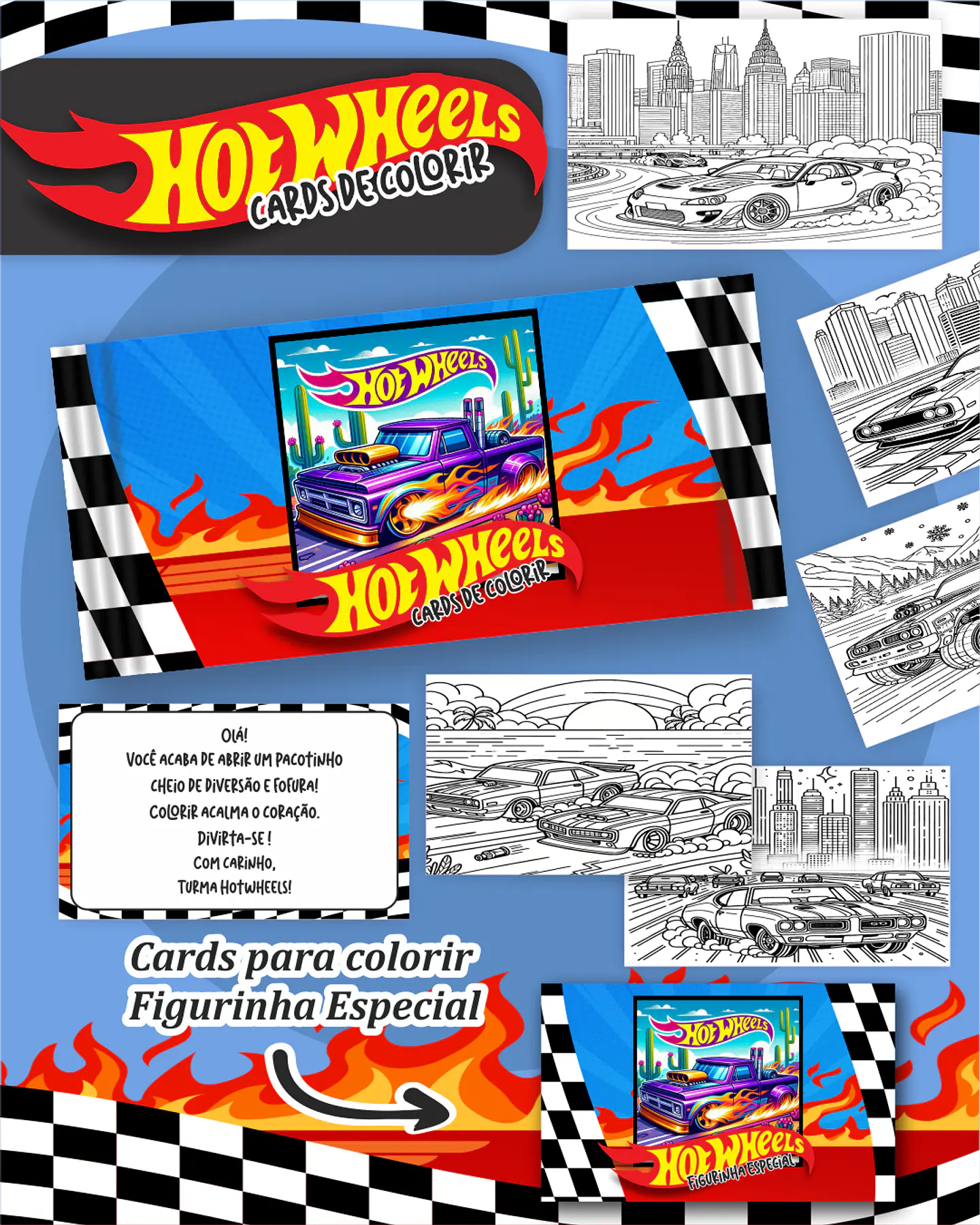 Arquivo Big Card de Colorir Hotweels - PAMELLA 1