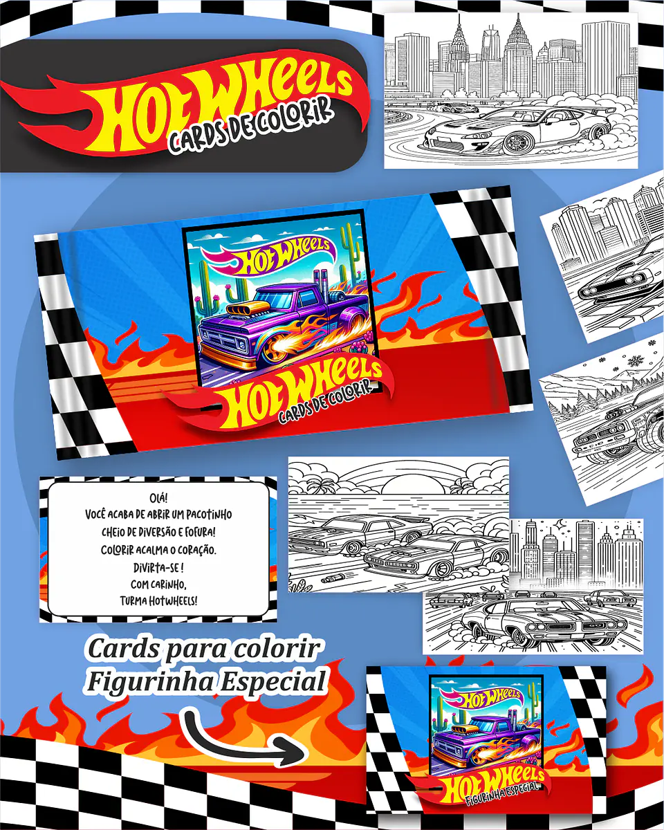 Arquivo Big Card de Colorir Hotweels - PAMELLA 1