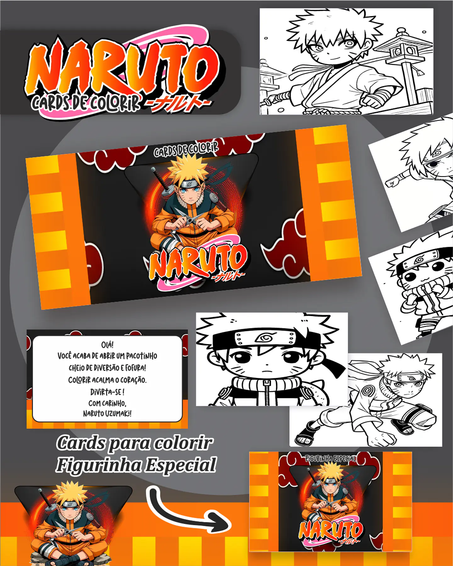 Arquivo Big Card de Colorir Naruto - PAMELLA 1