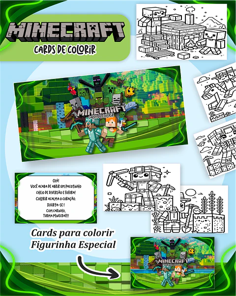 Arquivo Big Card de Colorir Minecraft - PAMELLA