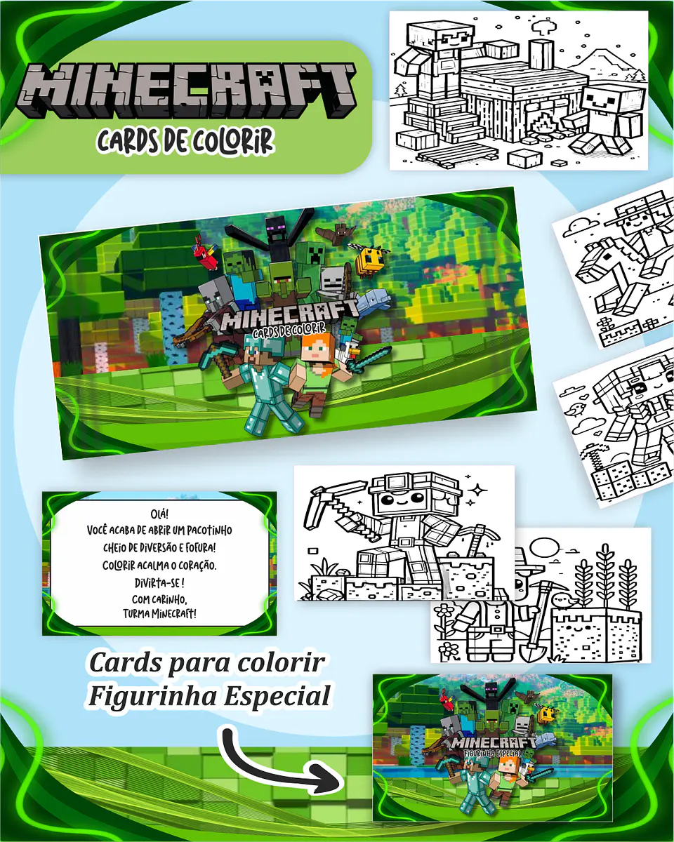 Arquivo Big Card de Colorir Minecraft - PAMELLA 1