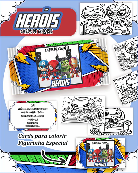 Arquivo Big Card de Colorir Heróis - PAMELLA