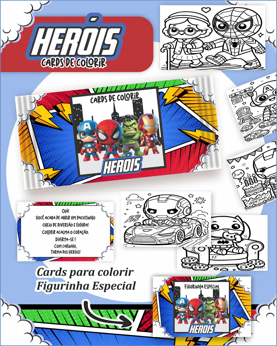 Arquivo Big Card de Colorir Heróis - PAMELLA 1