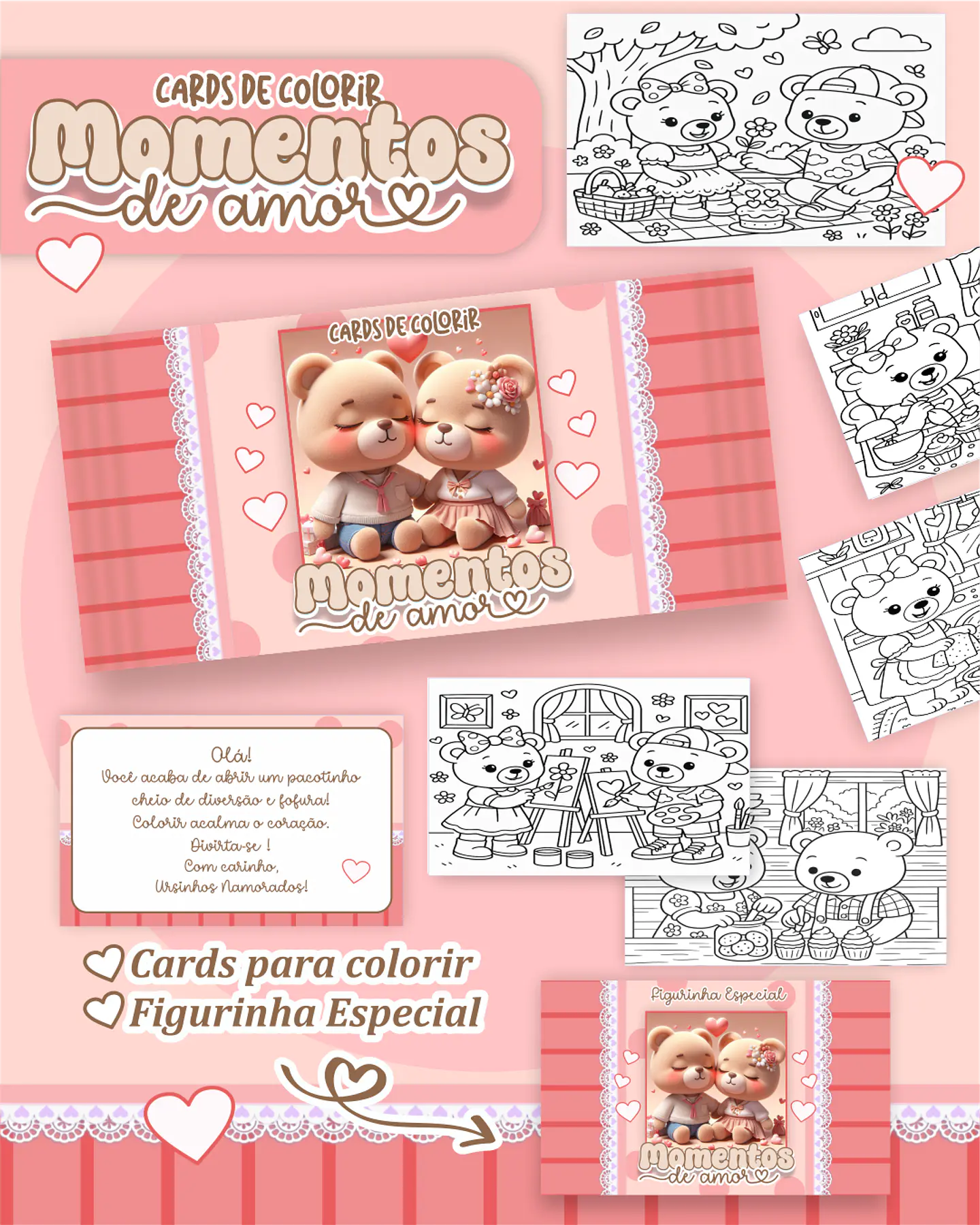 Arquivo Big Card de Colorir Ursinhos namorados - PAMELLA 1