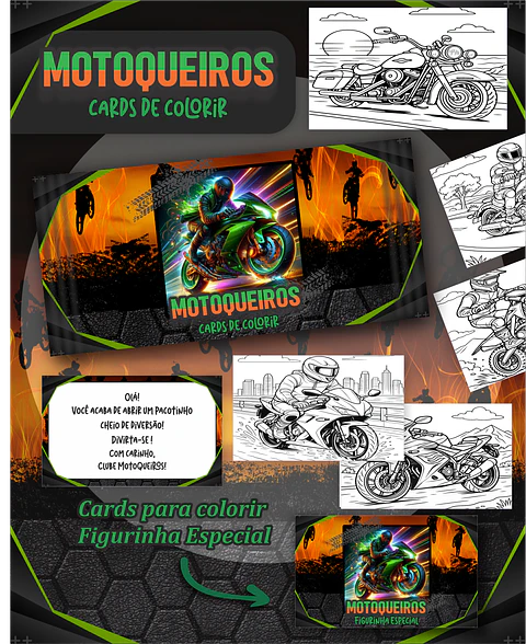 Arquivo Big Card de Colorir Motoqueiros - PAMELLA
