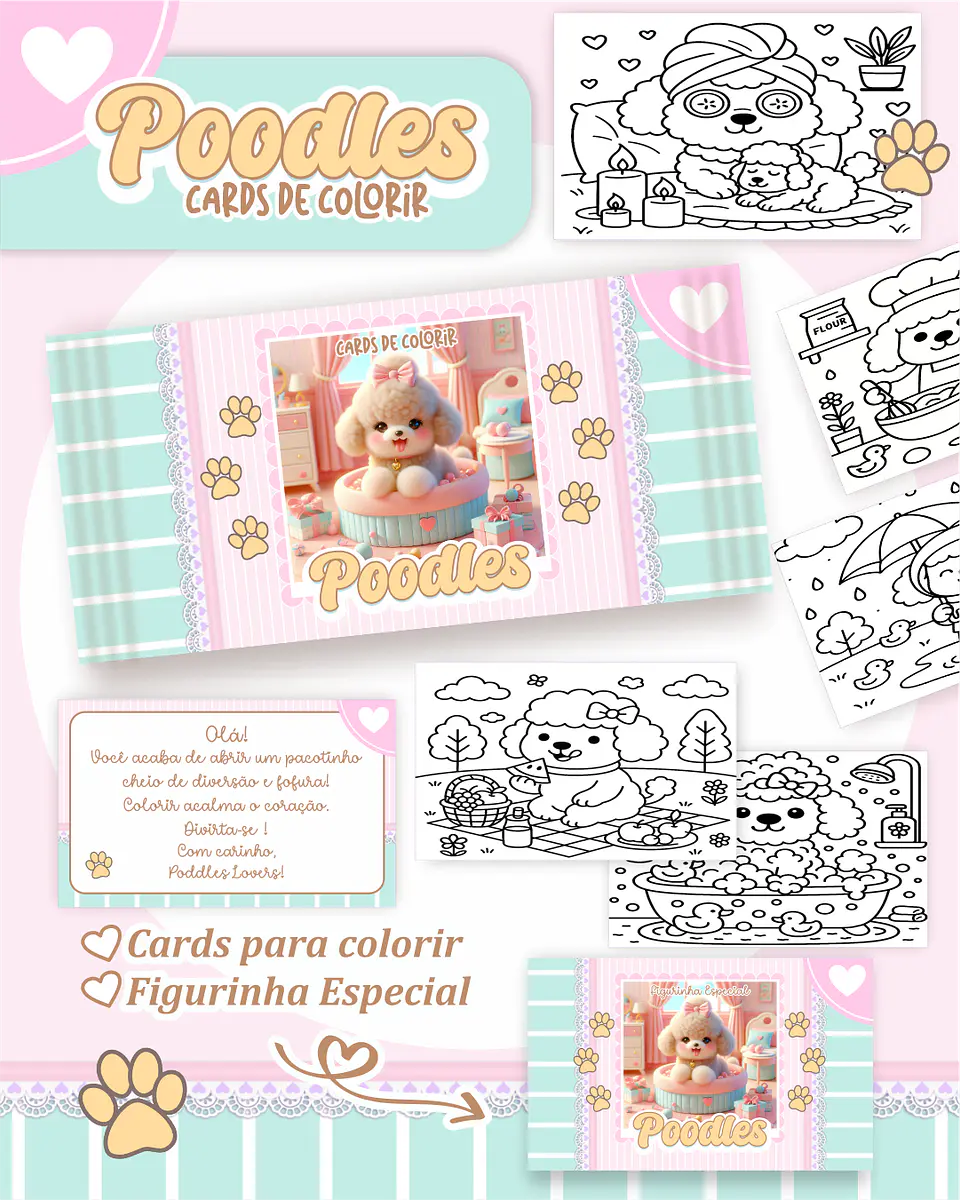 Arquivo Big Card de Colorir Poodles - PAMELLA 1