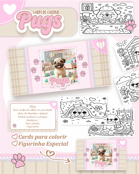 Arquivo Big Card de Colorir Pugs - PAMELLA