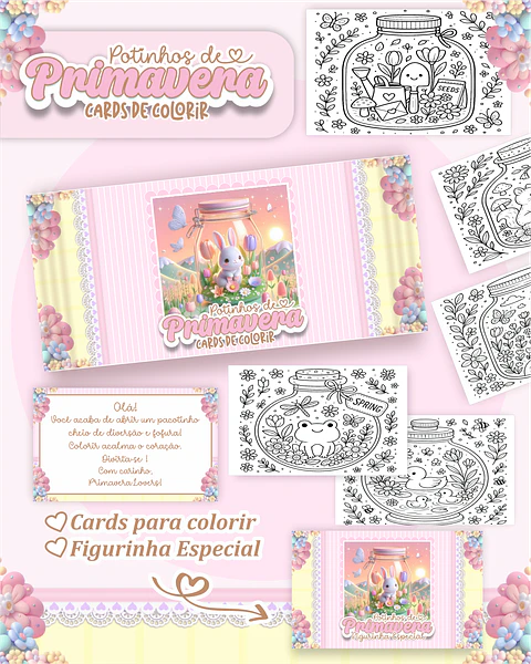Arquivo Big Card de Colorir Potinhos de primavera - PAMELLA