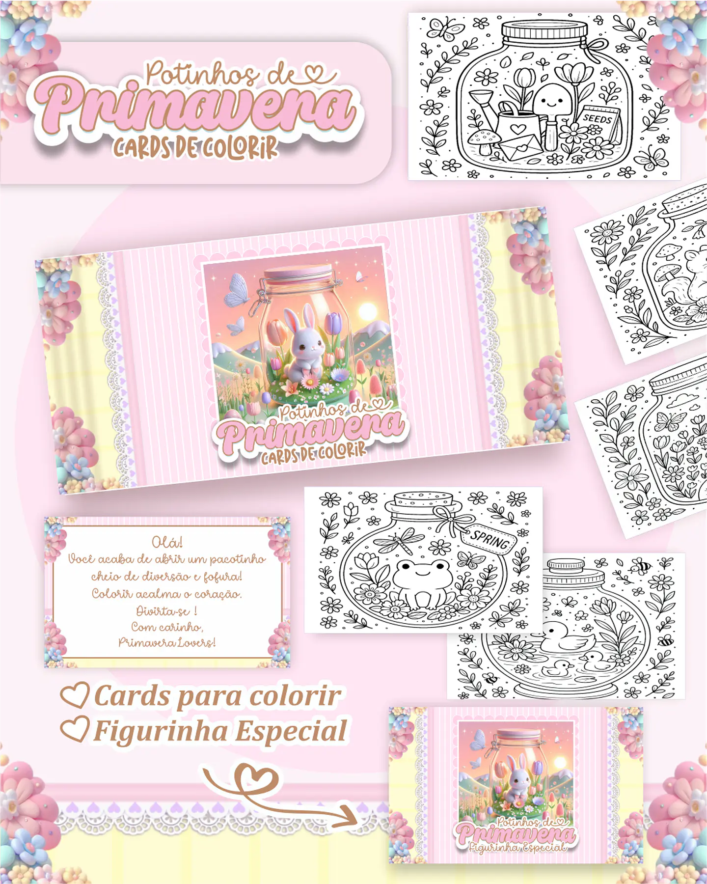 Arquivo Big Card de Colorir Potinhos de primavera - PAMELLA 1