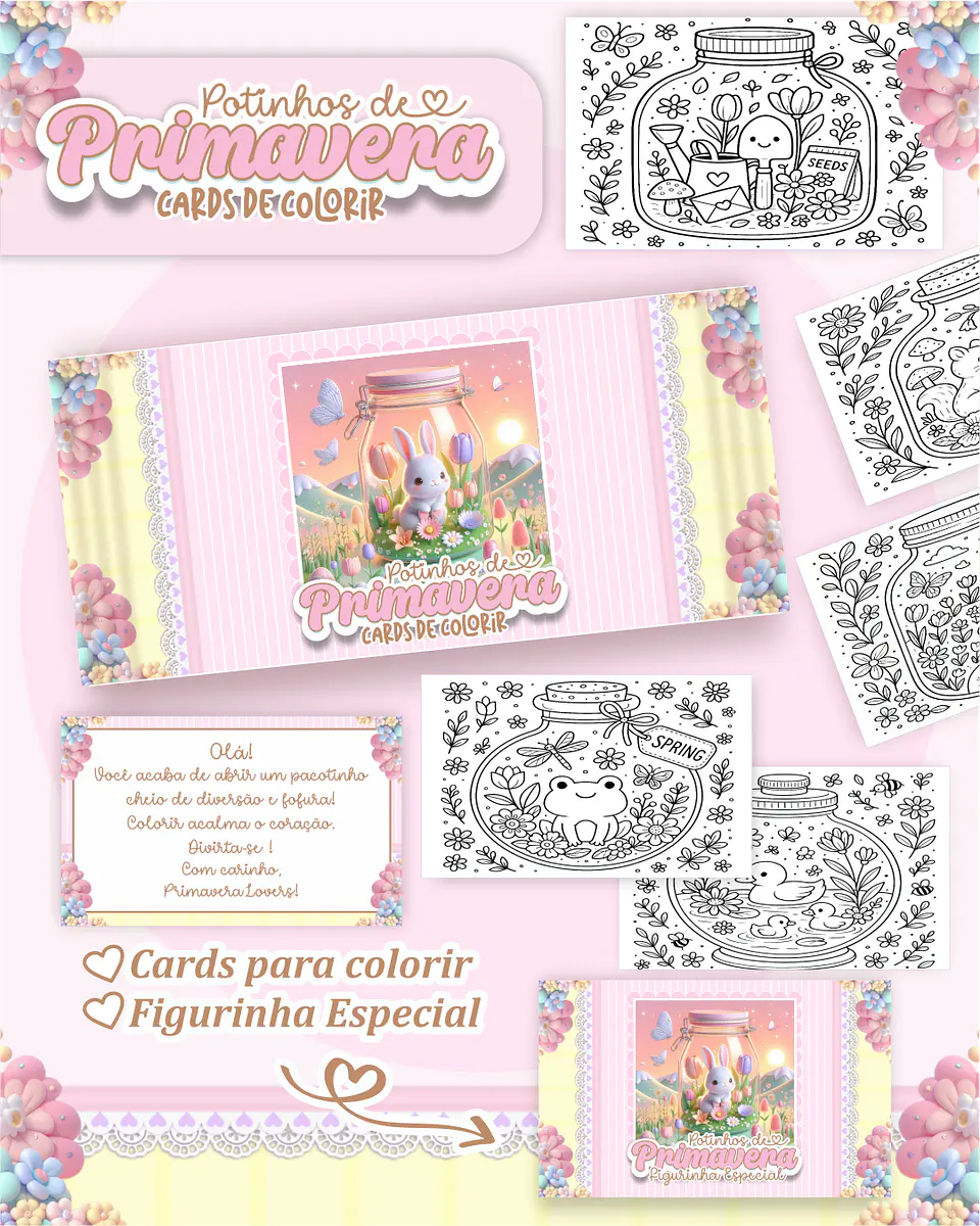 Arquivo Big Card de Colorir Potinhos de primavera - PAMELLA 1