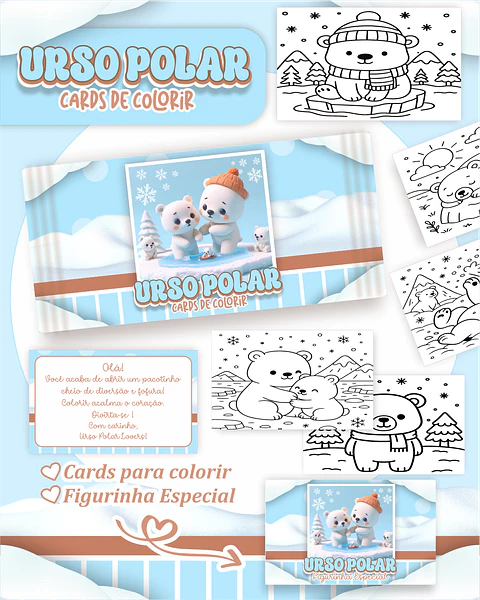Arquivo Big Card de Colorir Urso polar - PAMELLA