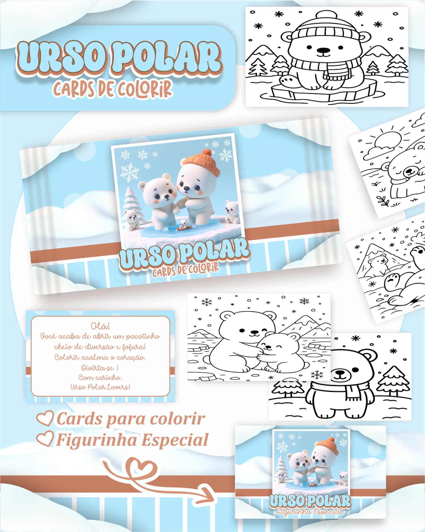 Arquivo Big Card de Colorir Urso polar - PAMELLA 1
