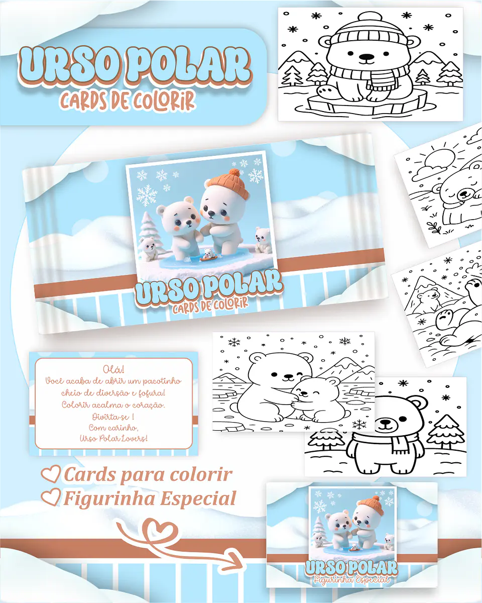 Arquivo Big Card de Colorir Urso polar - PAMELLA 1