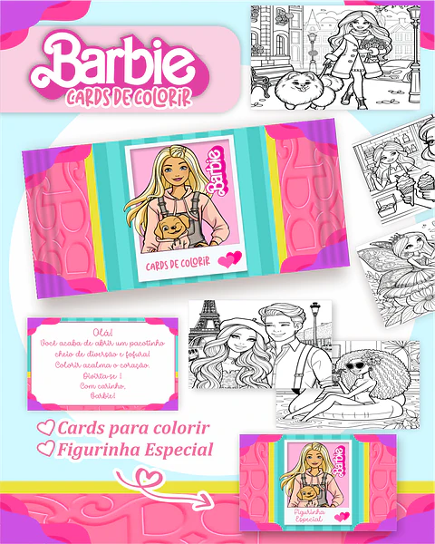 Arquivo Big Card de Colorir Barbie - PAMELLA