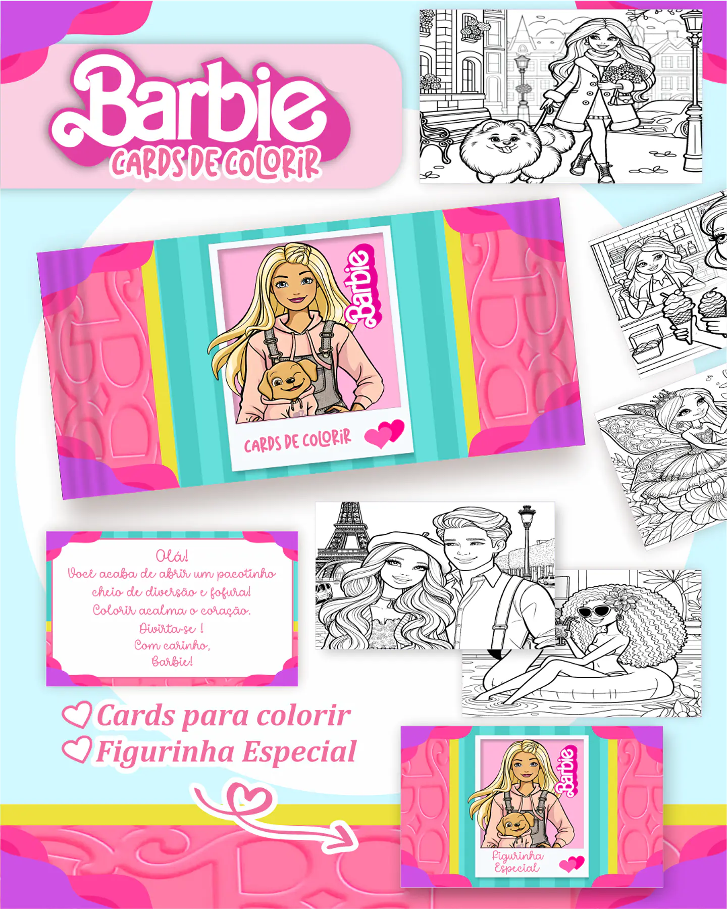 Arquivo Big Card de Colorir Barbie - PAMELLA 1
