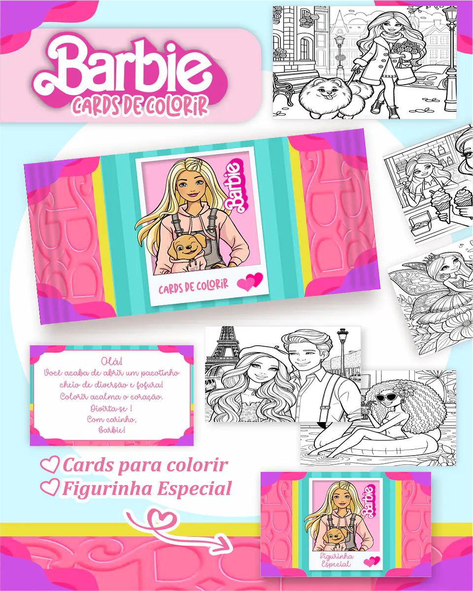 Arquivo Big Card de Colorir Barbie - PAMELLA 1