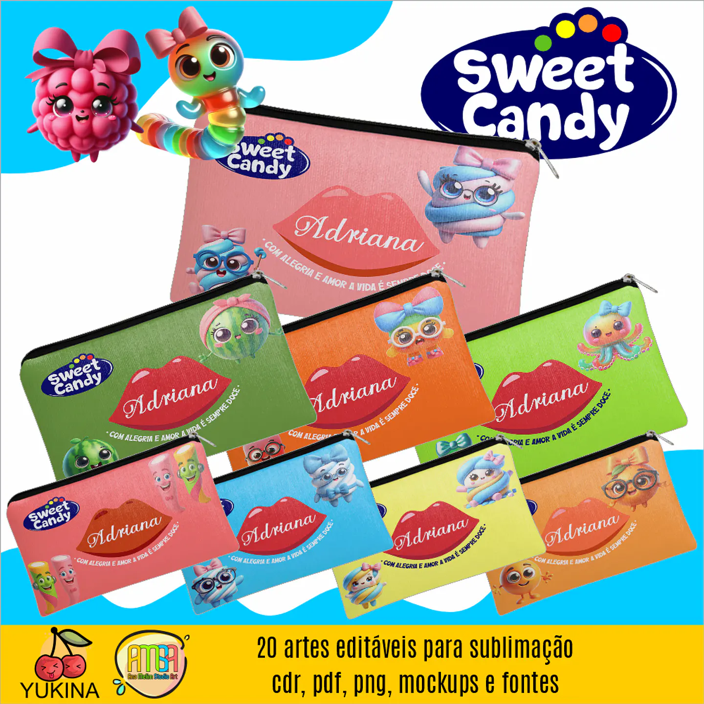 Arquivo Sublimação Necessaires Fini Sweet Candy - Ana Melim 1