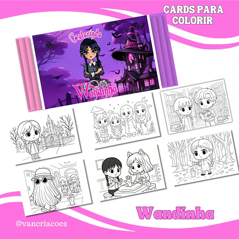 Arquivo Card de Colorir Wandinha - Van Criações