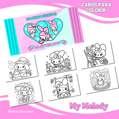 Arquivo Card de Colorir My melody - Van Criações