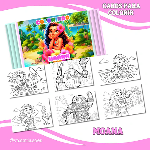 Arquivo Card de Colorir Moana - Van Criações