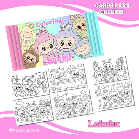 Arquivo Card de Colorir Labubu - Van Criações