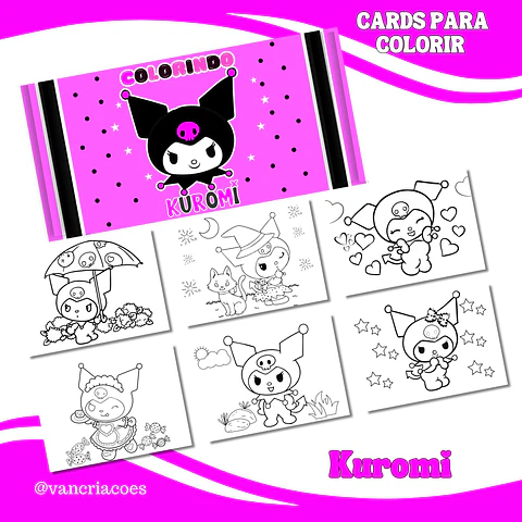 Arquivo Card de Colorir Kuromi - Van Criações