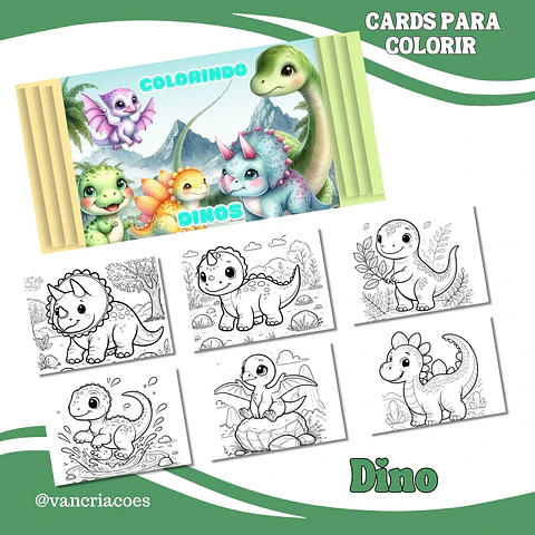 Arquivo Card de Colorir Dino - Van Criações