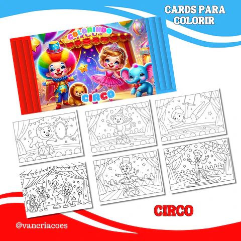 Arquivo Card de Colorir Circo - Van Criações