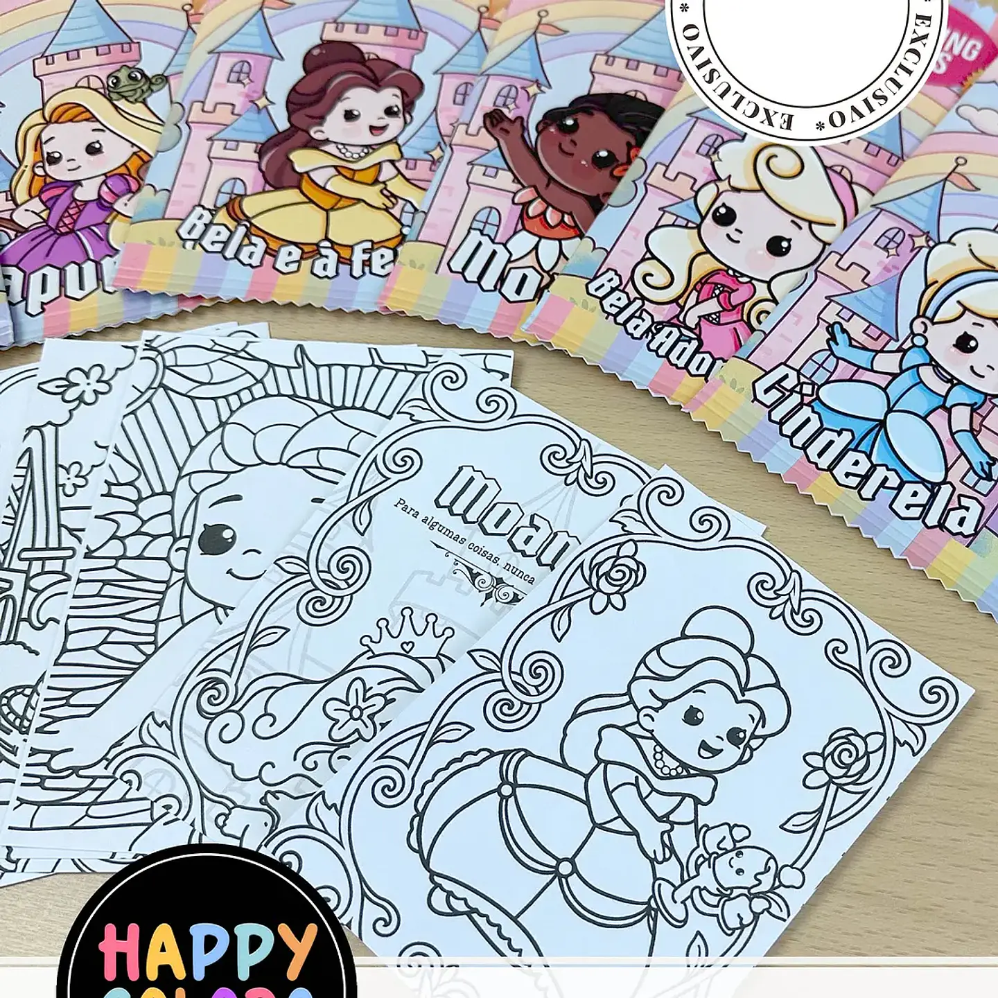 Arquivo Happy Colors Cards de Colorir Princesas 1