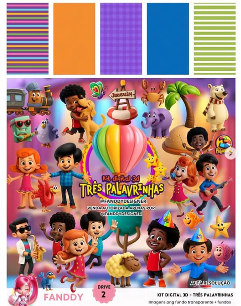 Kit Digital Três Palavrinhas 3D - Fanddy