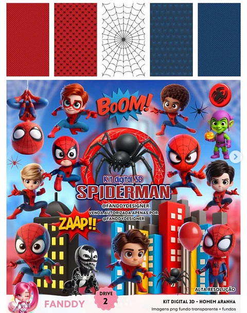 Kit Digital Homem Aranha 3D - Fanddy