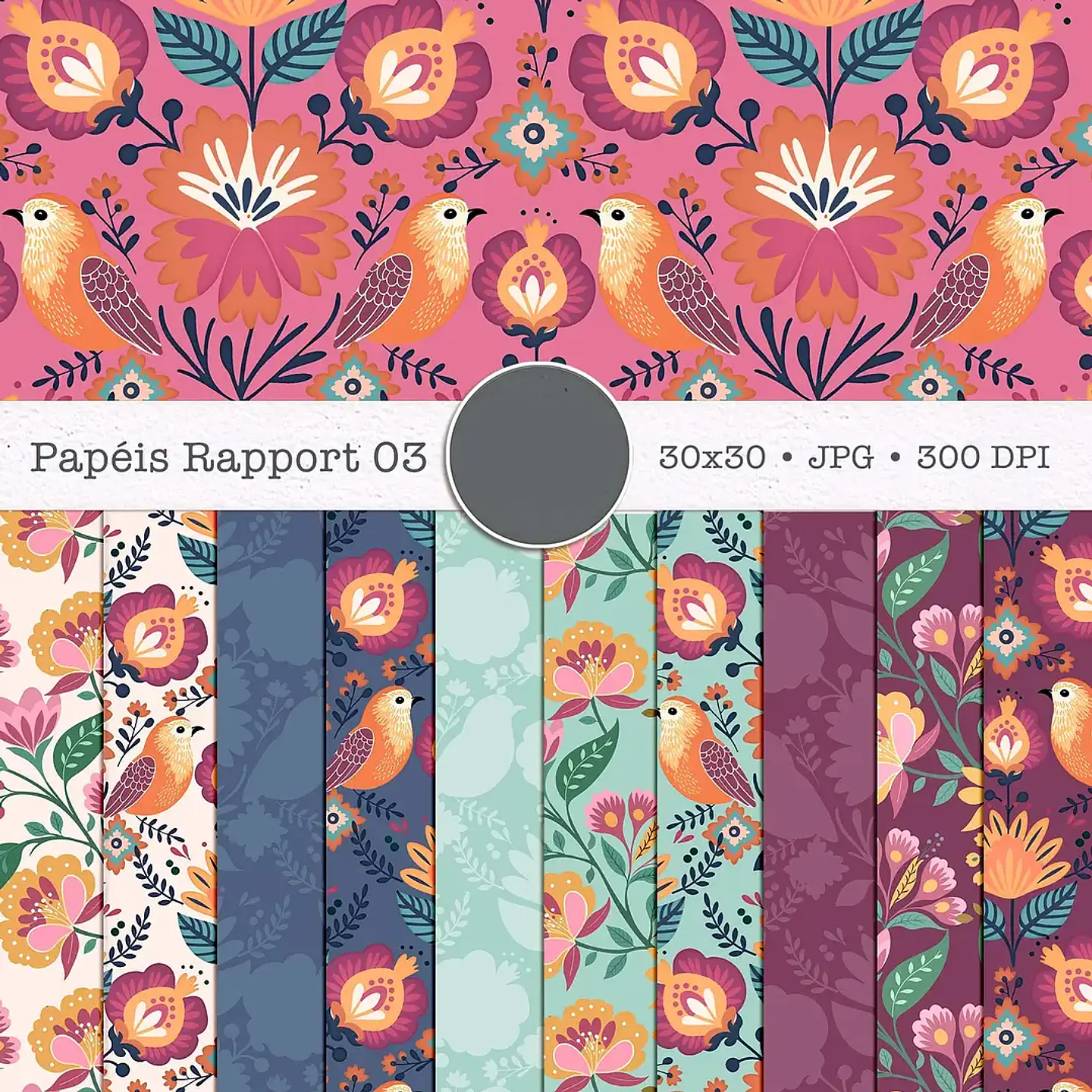 Kit Digital Pássaros Papéis 3