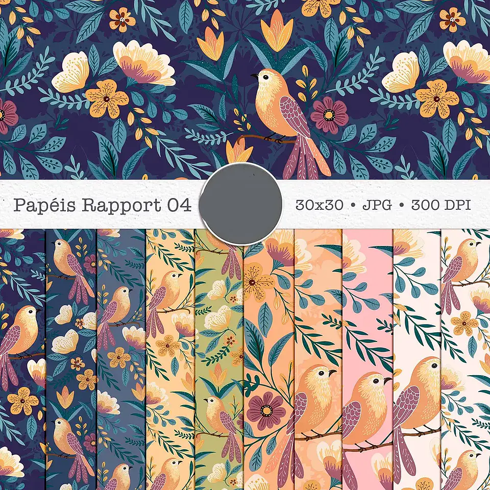Kit Digital Pássaros Papéis 5