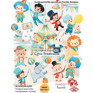 Kit Digital Circo Tradicional Aquarela - Fanddy