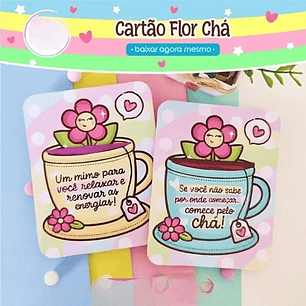 Arquivo de Corte Card Flor Xícara de Chá - Art Ideia
