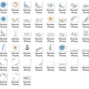 Kit Digital Brisa Floral Azul - Balloon Criativo