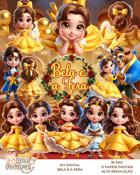 Kit Digital Bela e a fera - Que fofura