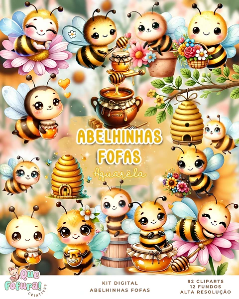 Kit Digital Abelhinhas fofas - Que fofura