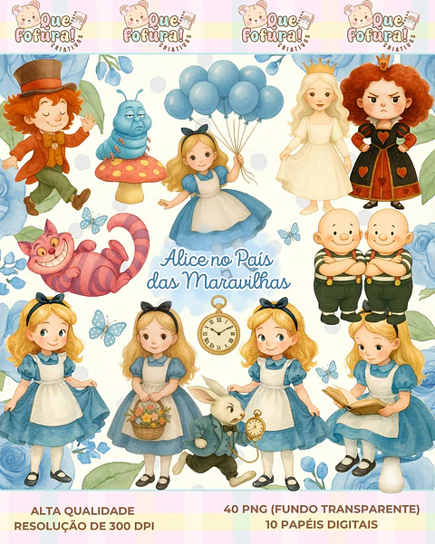 Kit Digital Alice no pais das maravilhas - Que fofura