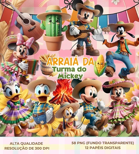 Kit Digital Arraiá da turma do mickey - Que fofura