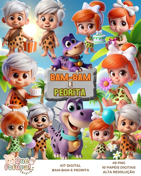 Kit Digital Bam-bam e pedrita - Que fofura