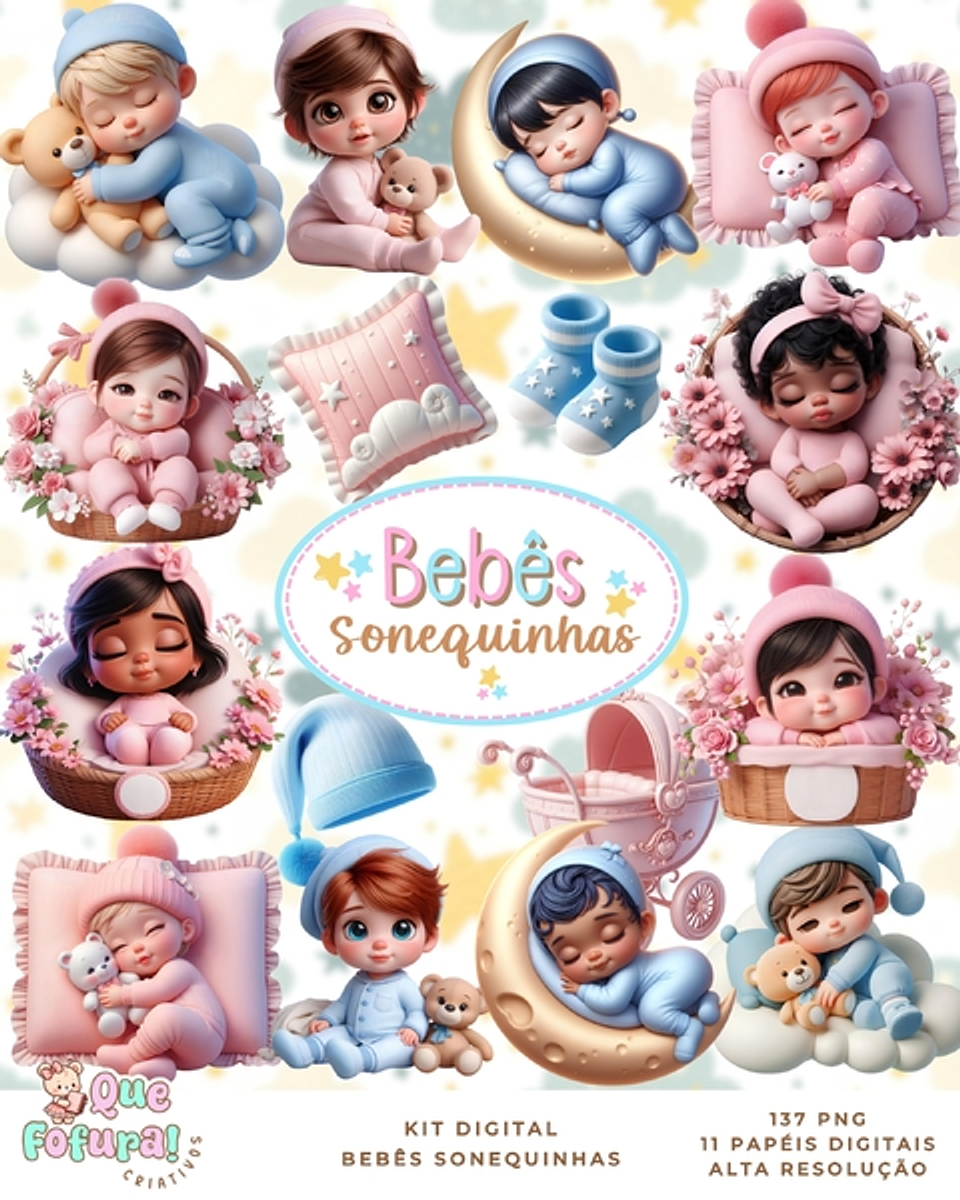 Kit Digital Bebês sonequinhas - Que fofura 1