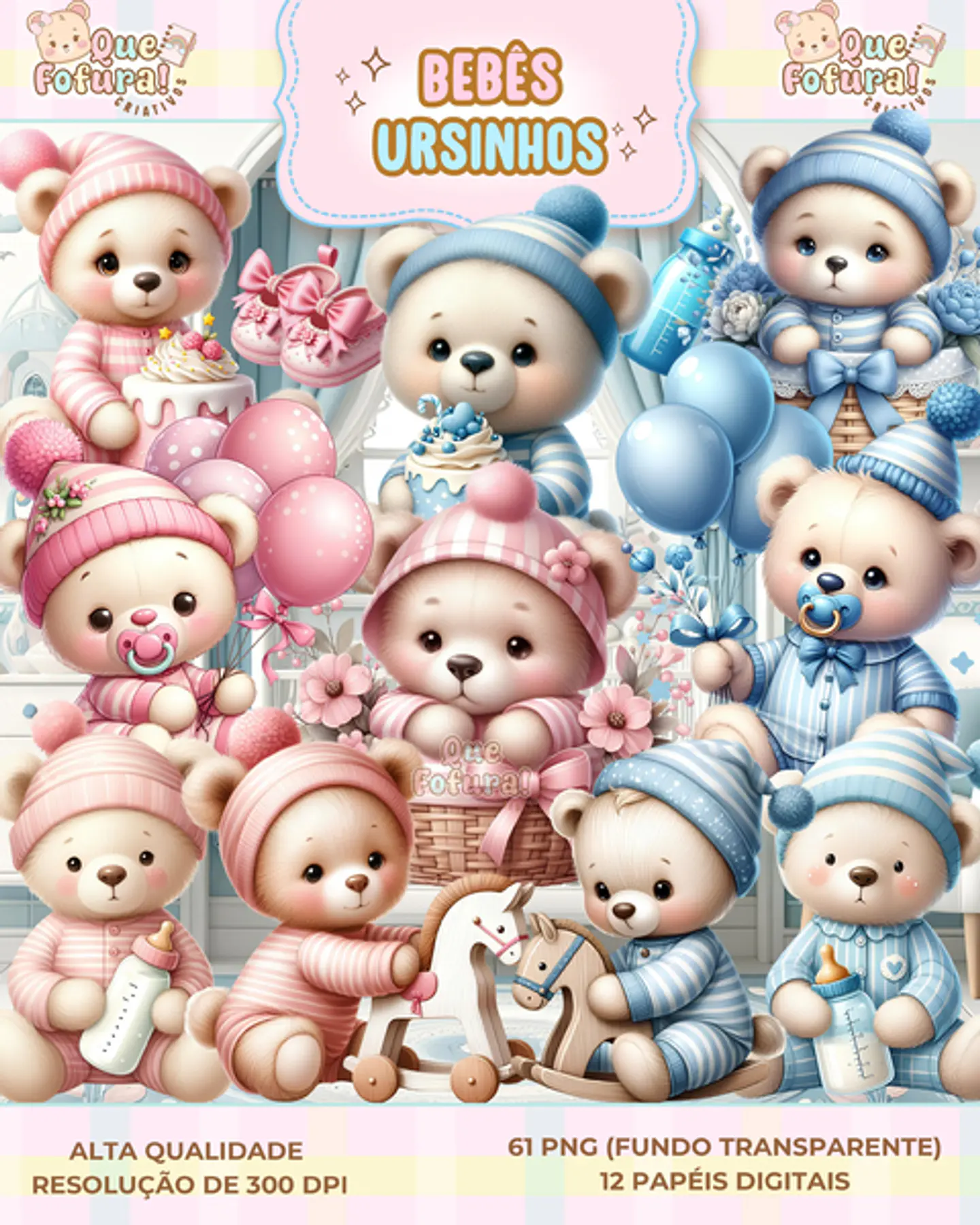 Kit Digital Bebês ursinhos - Que fofura 1