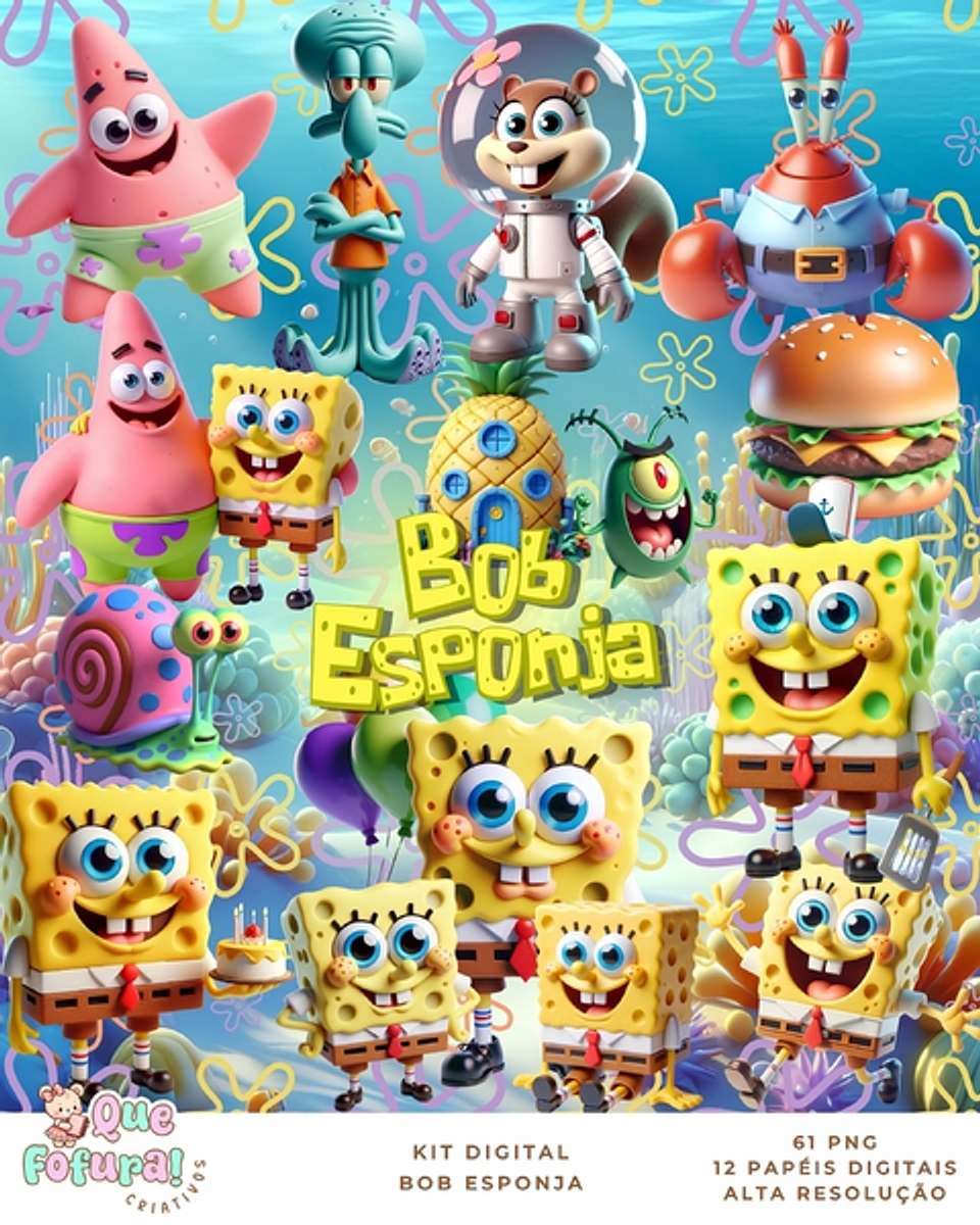 Kit Digital Bob esponja - Que fofura 1