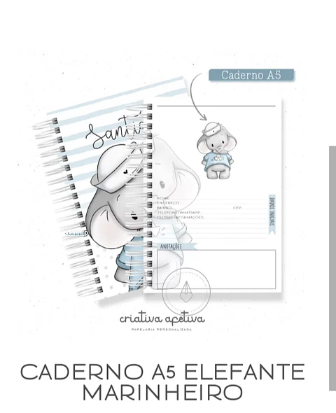 Arquivo Caderno Elefante Marinheiro - Criativa Afetiva