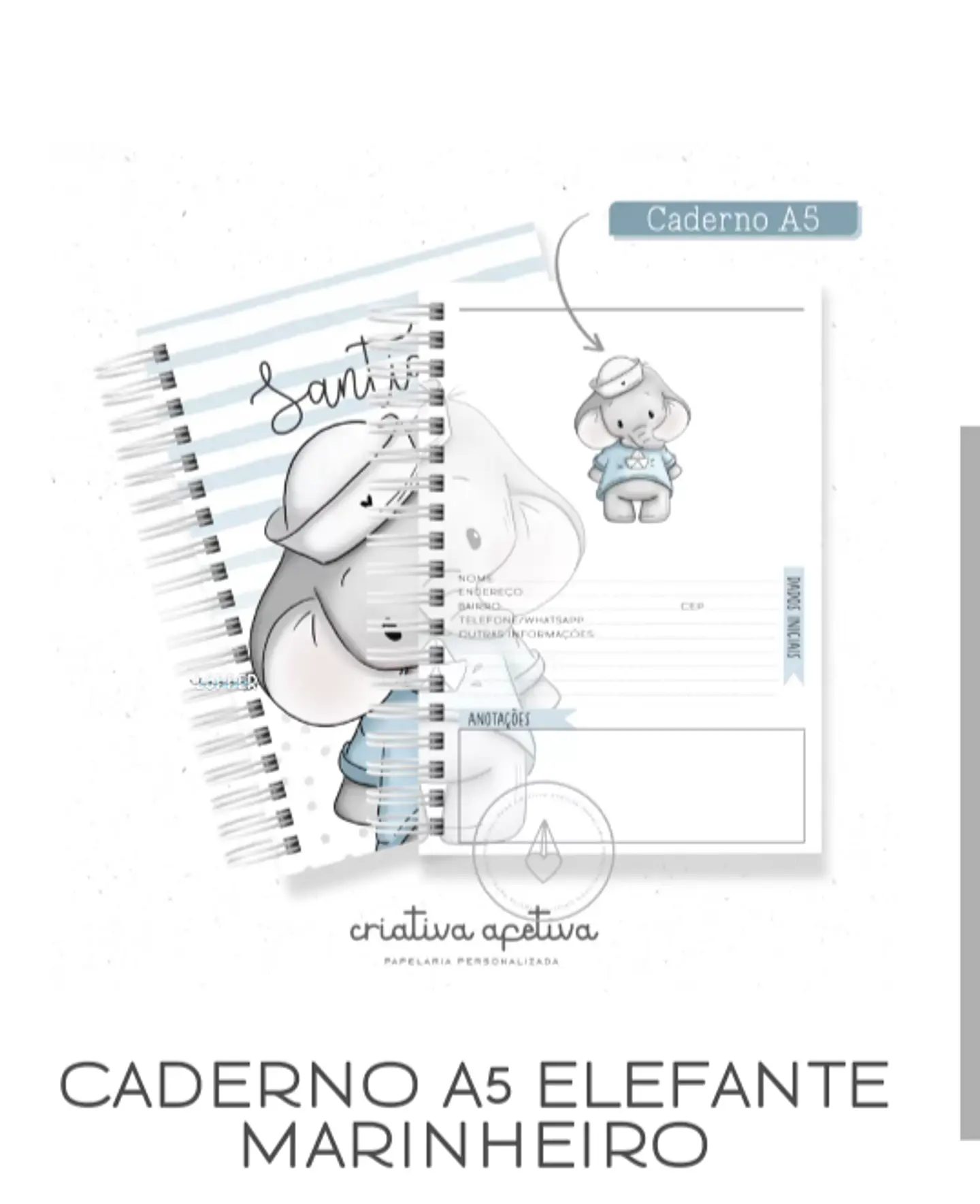 Arquivo Caderno Elefante Marinheiro - Criativa Afetiva 1
